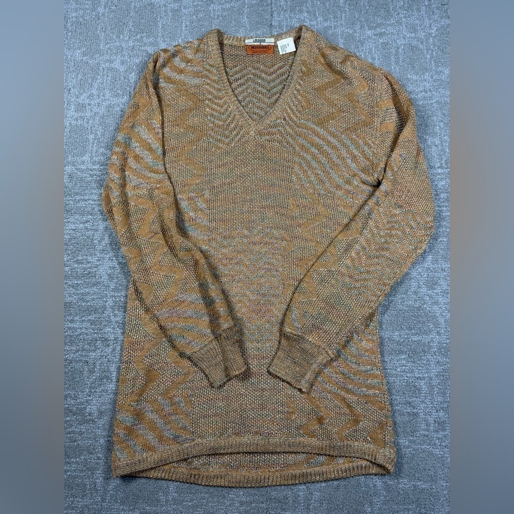 Vintage Missoni Made In Italy Loose Knit Sheer Silk Blend Long Sleeve Sweater